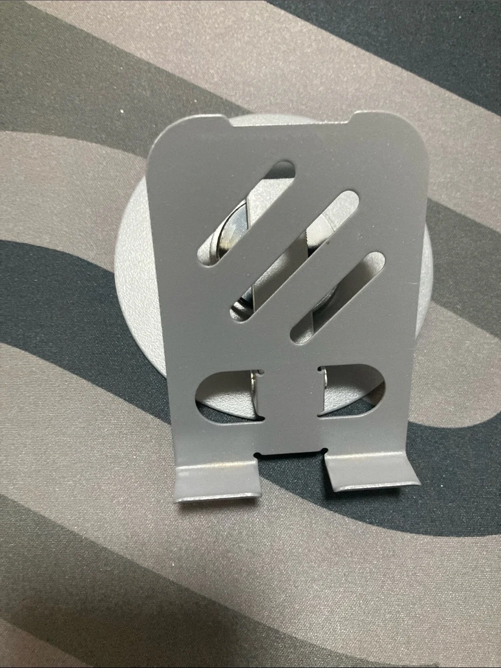 Foldable Gray Metal Phone Stand Holder - Compact Desk Mount